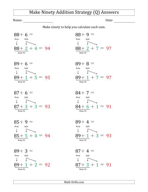 The Make Ninety Addition Strategy (Q) Math Worksheet Page 2