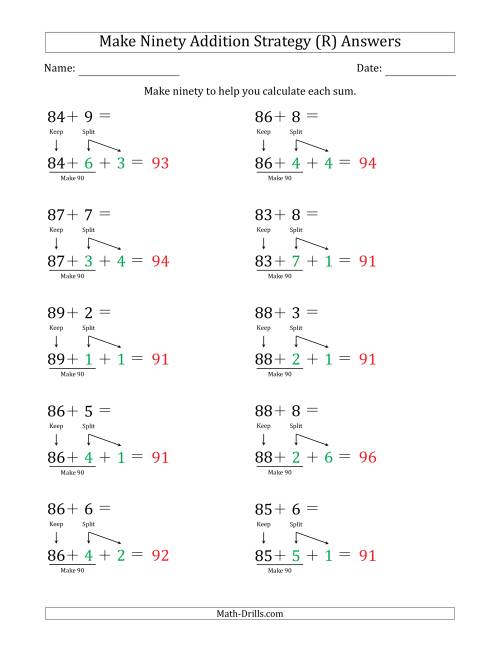 The Make Ninety Addition Strategy (R) Math Worksheet Page 2