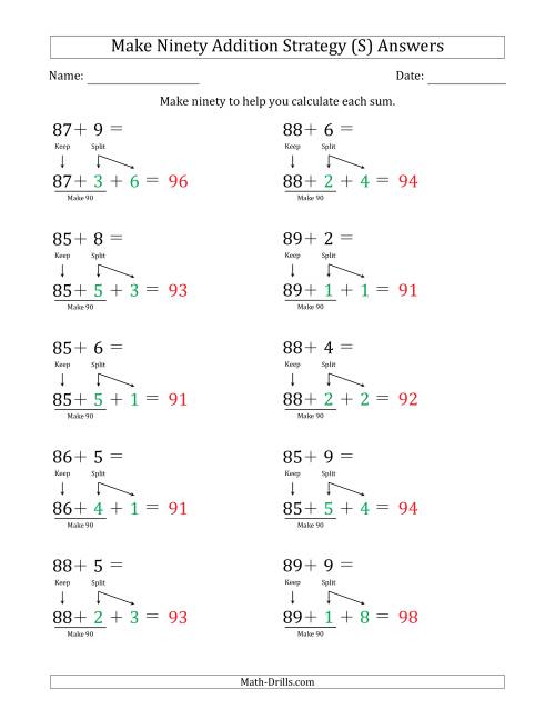 The Make Ninety Addition Strategy (S) Math Worksheet Page 2