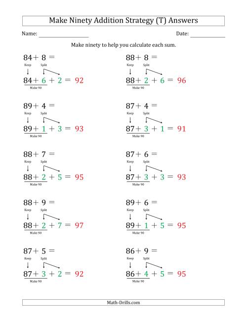 The Make Ninety Addition Strategy (T) Math Worksheet Page 2