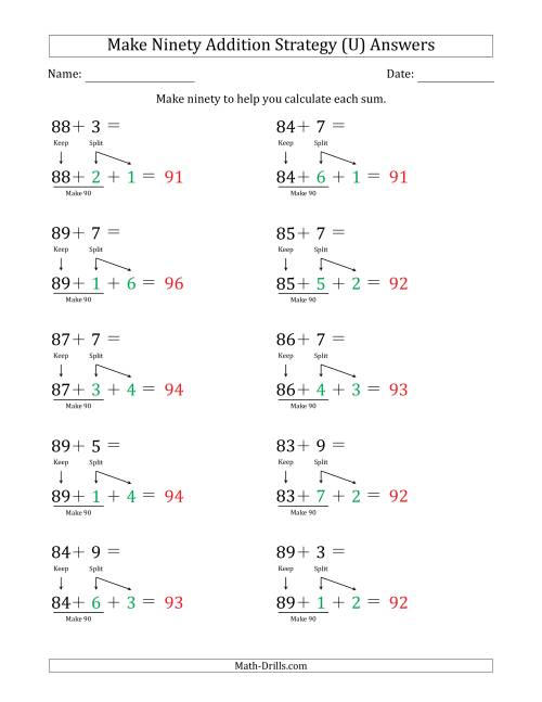 The Make Ninety Addition Strategy (U) Math Worksheet Page 2