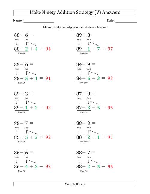 The Make Ninety Addition Strategy (V) Math Worksheet Page 2