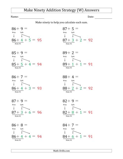The Make Ninety Addition Strategy (W) Math Worksheet Page 2