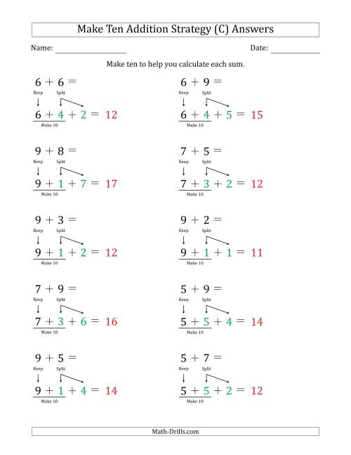 The Make Ten Addition Strategy (C) Math Worksheet Page 2