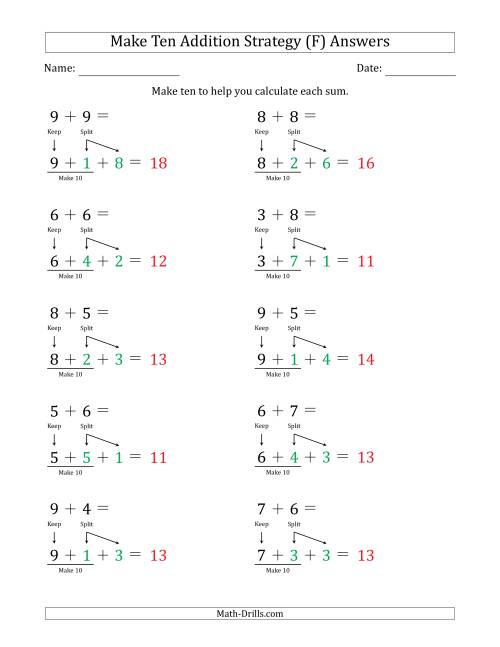 The Make Ten Addition Strategy (F) Math Worksheet Page 2