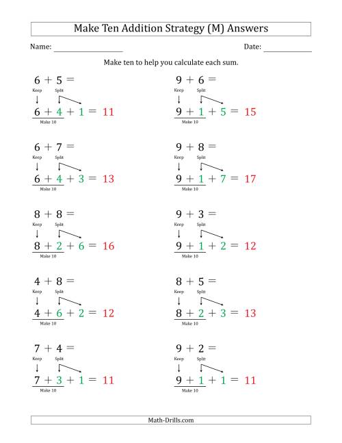 The Make Ten Addition Strategy (M) Math Worksheet Page 2