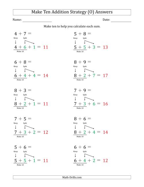 The Make Ten Addition Strategy (O) Math Worksheet Page 2