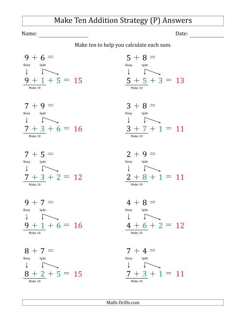 The Make Ten Addition Strategy (P) Math Worksheet Page 2