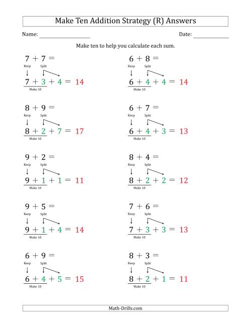 The Make Ten Addition Strategy (R) Math Worksheet Page 2
