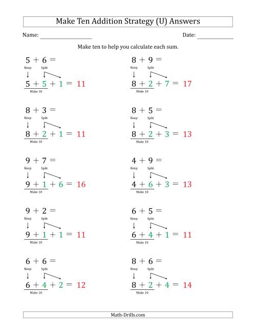 The Make Ten Addition Strategy (U) Math Worksheet Page 2