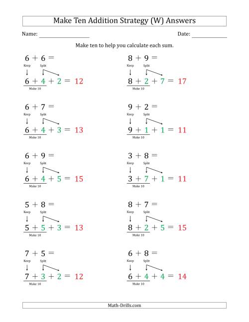The Make Ten Addition Strategy (W) Math Worksheet Page 2