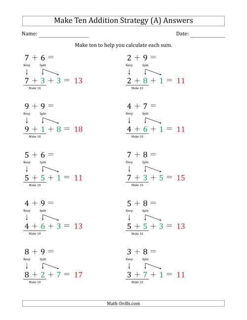 The Make Ten Addition Strategy (All) Math Worksheet Page 2