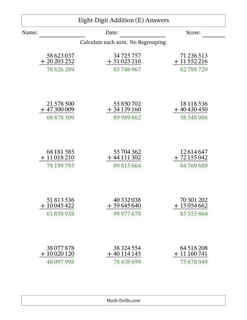 The 8-Digit Plus 8-Digit Addition with NO Regrouping and Space-Separated Thousands (E) Math Worksheet Page 2