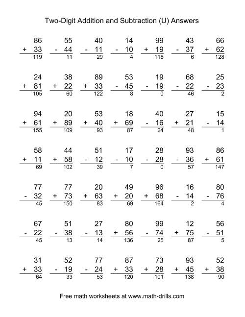 The Two-Digit (U) Math Worksheet Page 2