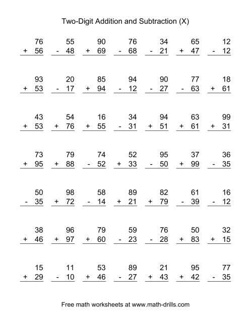 The Two-Digit (X) Math Worksheet