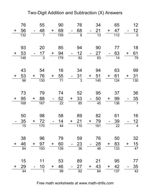 The Two-Digit (X) Math Worksheet Page 2