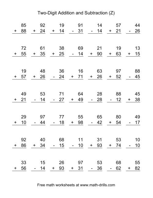 The Two-Digit (Z) Math Worksheet