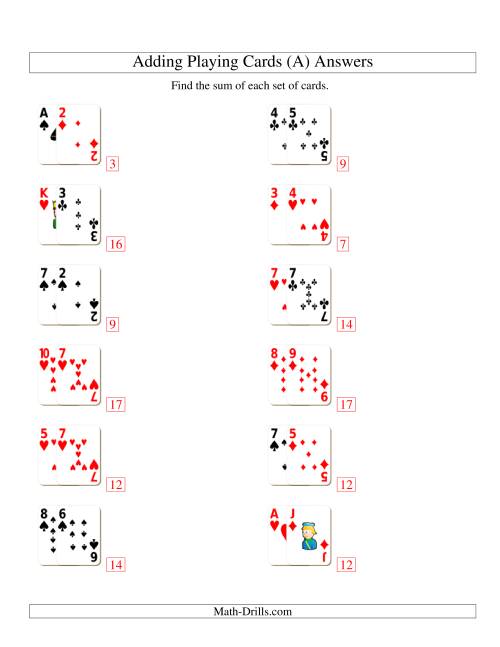 The Adding 2 Playing Cards (A) Math Worksheet Page 2