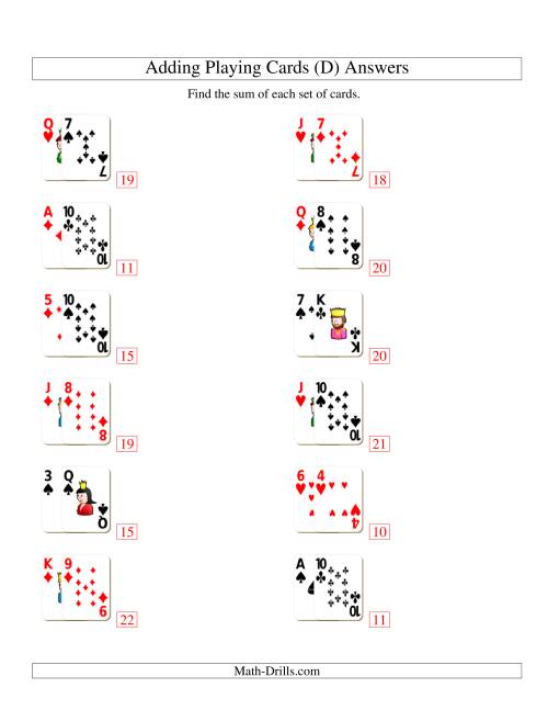 The Adding 2 Playing Cards (D) Math Worksheet Page 2