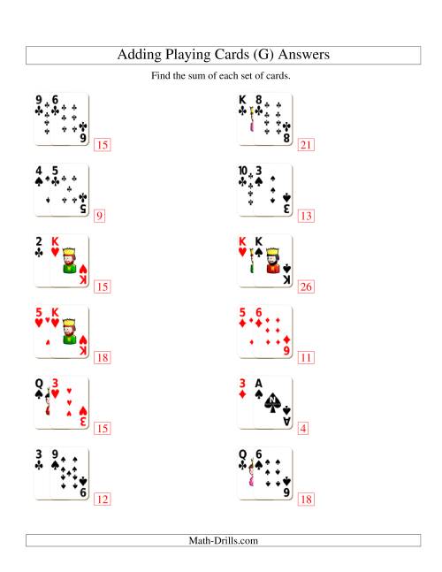 The Adding 2 Playing Cards (G) Math Worksheet Page 2