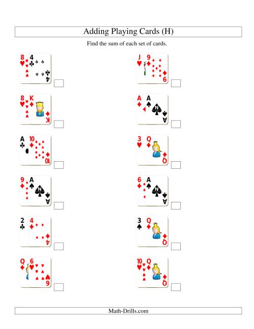 The Adding 2 Playing Cards (H) Math Worksheet