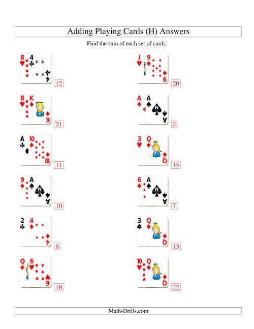The Adding 2 Playing Cards (H) Math Worksheet Page 2