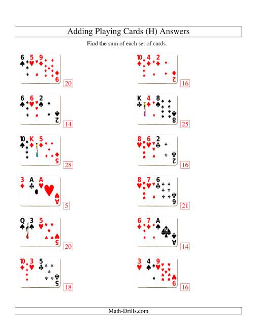 The Adding 3 Playing Cards (H) Math Worksheet Page 2