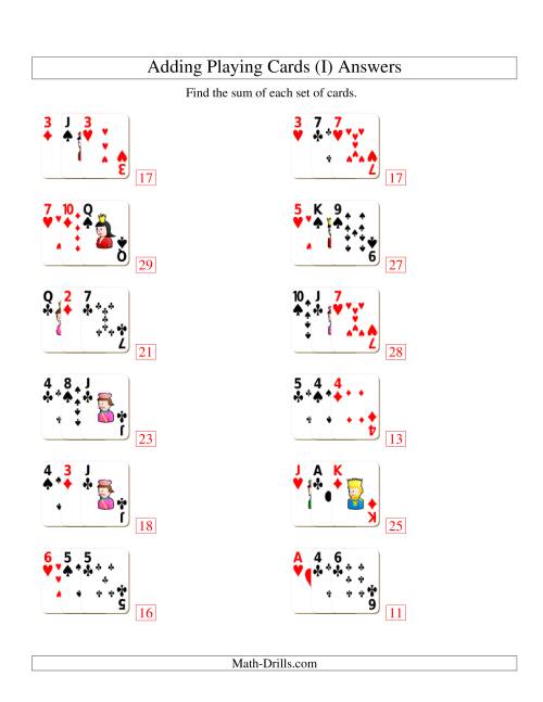 The Adding 3 Playing Cards (I) Math Worksheet Page 2