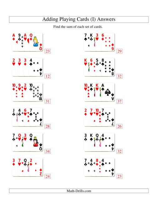 The Adding 4 Playing Cards (I) Math Worksheet Page 2