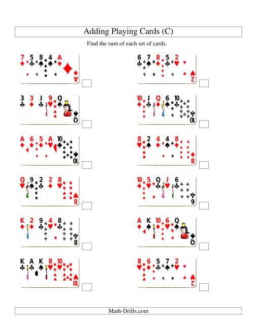 The Adding 5 Playing Cards (C) Math Worksheet