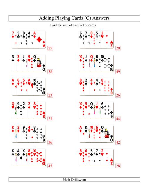 The Adding 5 Playing Cards (C) Math Worksheet Page 2