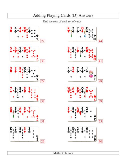 The Adding 5 Playing Cards (D) Math Worksheet Page 2