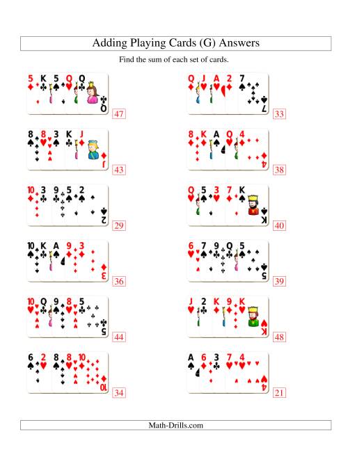 The Adding 5 Playing Cards (G) Math Worksheet Page 2