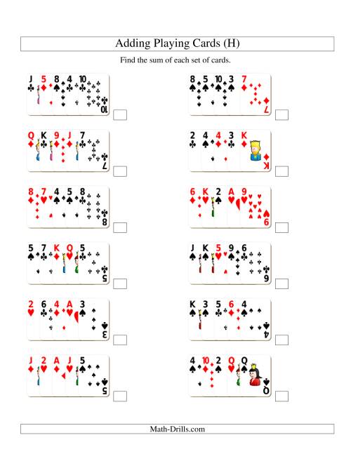 The Adding 5 Playing Cards (H) Math Worksheet