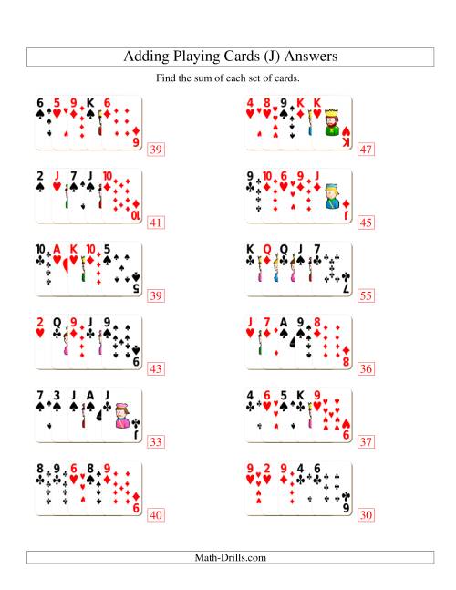 The Adding 5 Playing Cards (J) Math Worksheet Page 2
