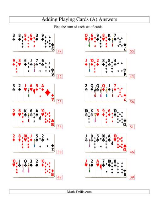 The Adding 6 Playing Cards (A) Math Worksheet Page 2