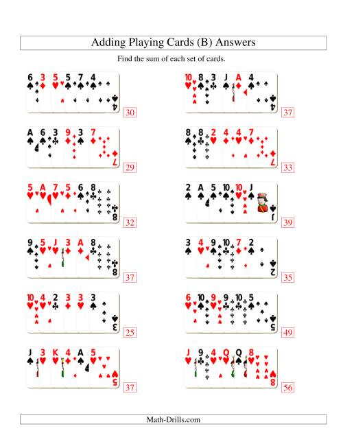 The Adding 6 Playing Cards (B) Math Worksheet Page 2