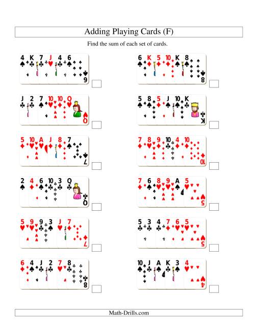 The Adding 6 Playing Cards (F) Math Worksheet
