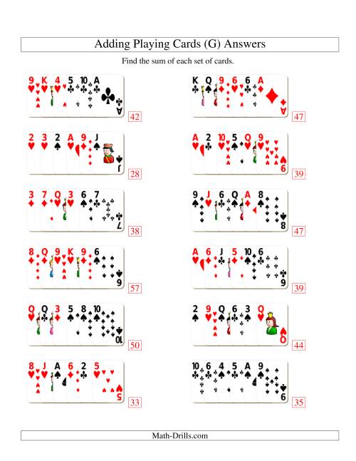 The Adding 6 Playing Cards (G) Math Worksheet Page 2