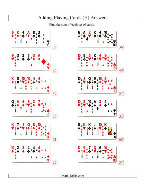 The Adding 6 Playing Cards (H) Math Worksheet Page 2
