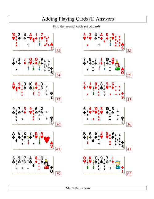 The Adding 6 Playing Cards (I) Math Worksheet Page 2