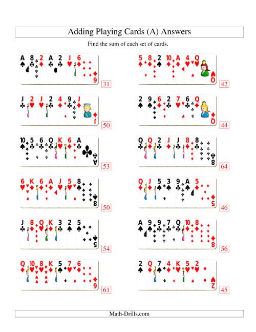 The Adding 7 Playing Cards (A) Math Worksheet Page 2