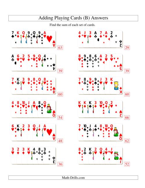 The Adding 7 Playing Cards (B) Math Worksheet Page 2