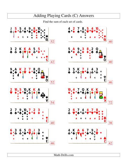 The Adding 7 Playing Cards (C) Math Worksheet Page 2