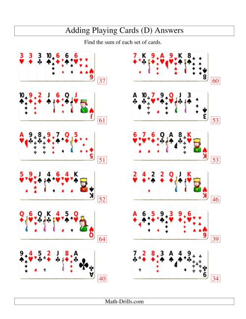 The Adding 7 Playing Cards (D) Math Worksheet Page 2