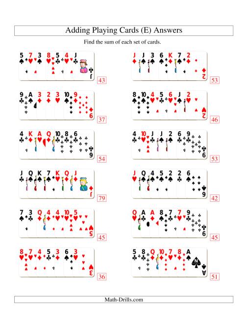 The Adding 7 Playing Cards (E) Math Worksheet Page 2