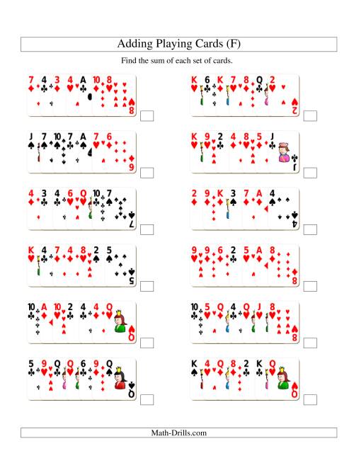 The Adding 7 Playing Cards (F) Math Worksheet