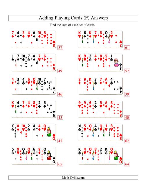 The Adding 7 Playing Cards (F) Math Worksheet Page 2