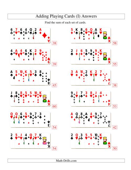 The Adding 7 Playing Cards (I) Math Worksheet Page 2