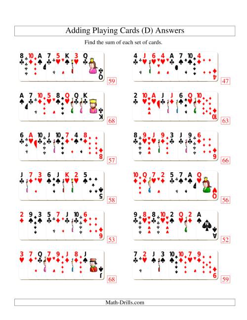 The Adding 8 Playing Cards (D) Math Worksheet Page 2
